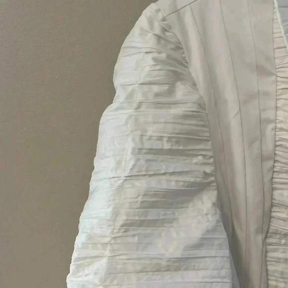 [M]Samuel Dong White Bubble Sleeves  Belted Dress Trench Coat - Picture 4 of 11